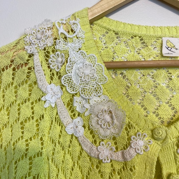 Vintage Anthropologie X Yellow Bird Sparrow Valance Cardigan Lace Collar Knit - Picture 3 of 8